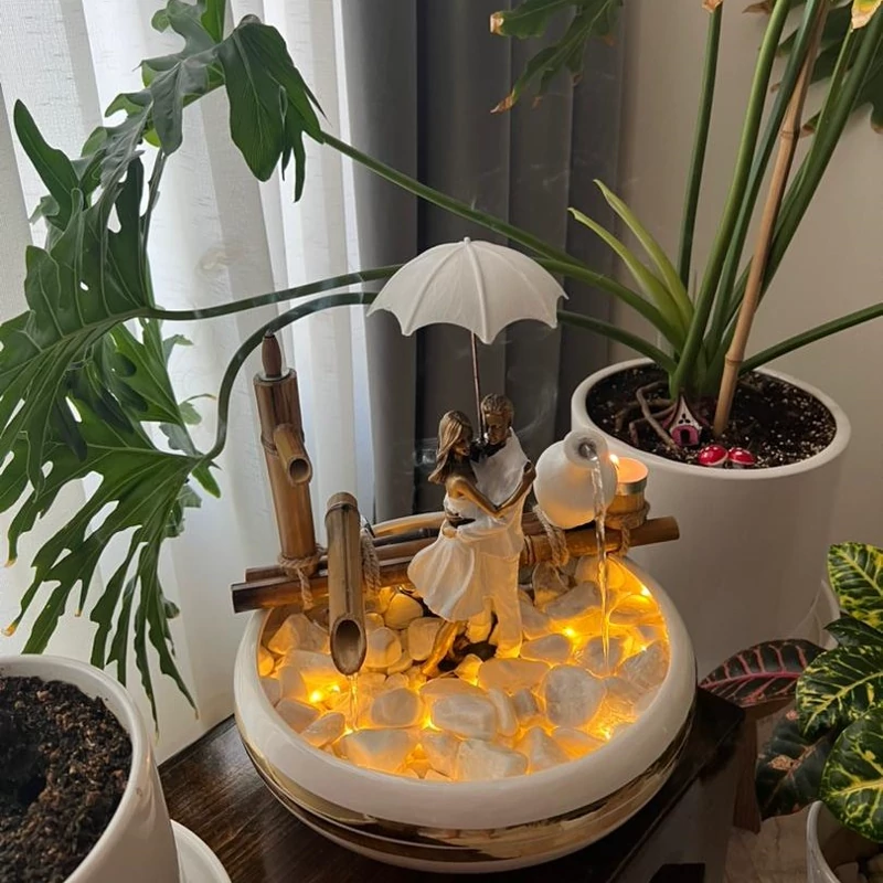 آبنما رومیزی دکوری بامبو مدل زوج عاشق