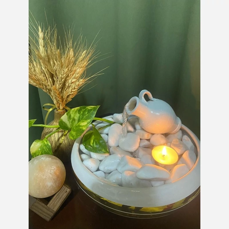 آبنما دکوری رومیزی مدل مینی کوزه سفید