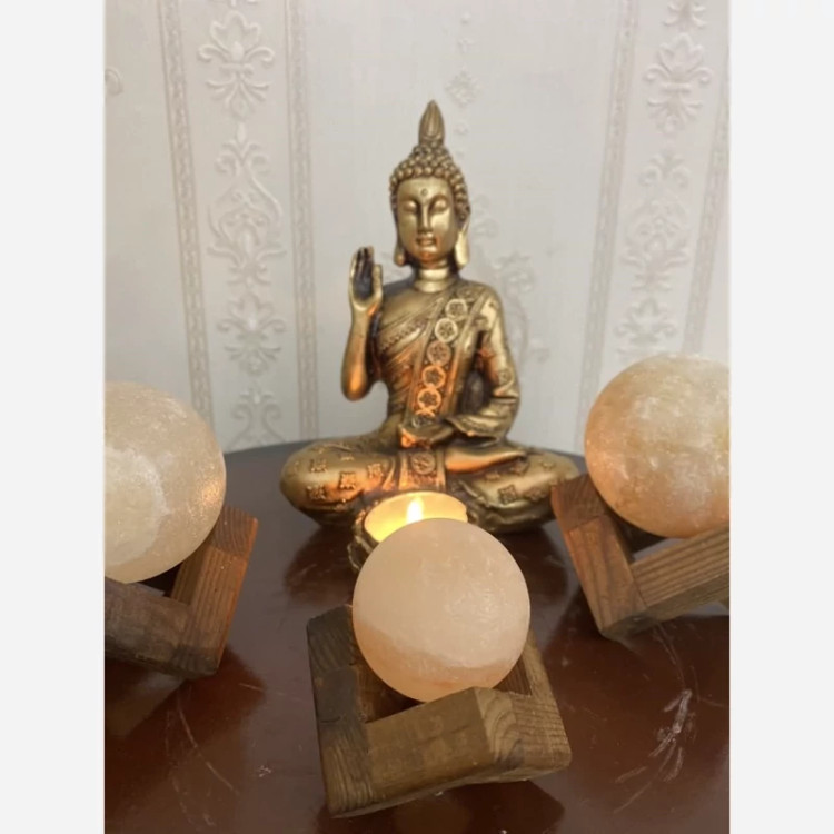 سنگ نمک با پایه چوبی 10سانتی