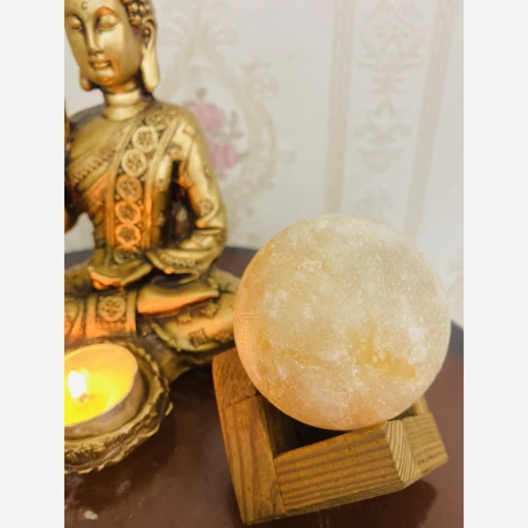 سنگ نمک با پایه چوبی 10سانتی