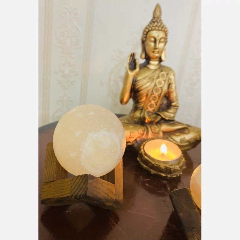 سنگ نمک با پایه چوبی 10سانتی
