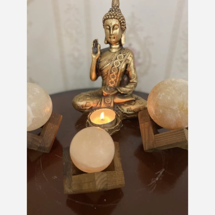 سنگ نمک با پایه چوبی 10سانتی